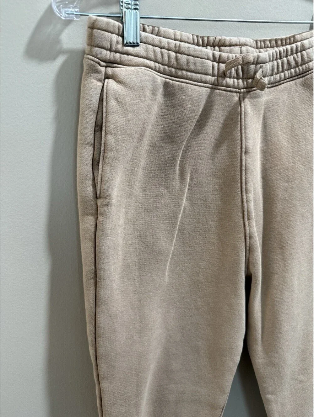 Abercrombie Kids Boys Beige Fleece Jogger Pants Elastic Waist Pockets 15/16